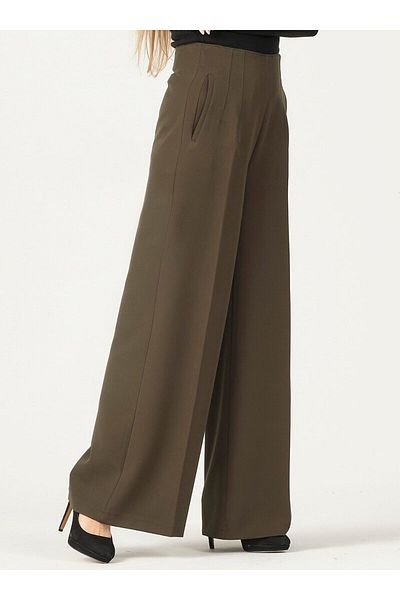 Veteks Line Wide Leg Pocket Trousers - Khaki - Veteks Line