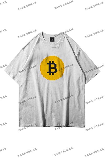 Tarzsokak Unisex Pixel Bitcoin Alb