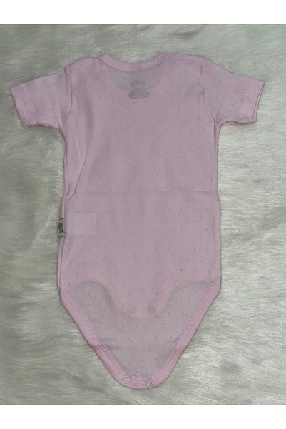 YEKA BEBE Baby Girl Pink Perforated Pattern Anti-Sweat Short Sleeve Bodysuit