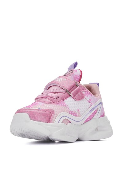 Nstil Pantofi pentru fete roz și alb - pantofi Hello Kitty 2014 cu șireturi din cauciuc și velcro cu hologramă