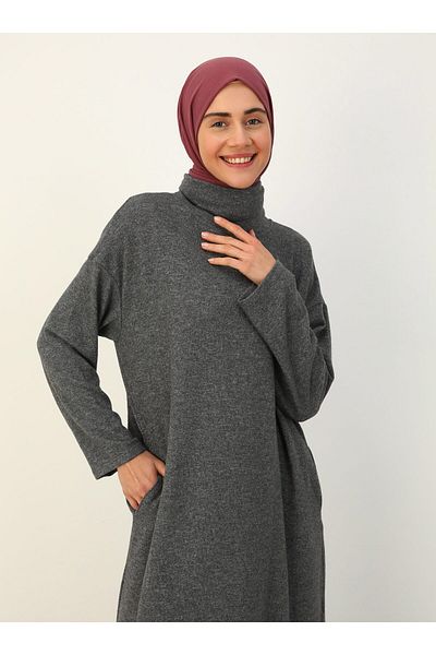 Benin Hijab Comfortable Cut Dress - Light Gray - Benin