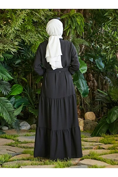 Neways Belt Detailed Hijab Dress - Black - Neways