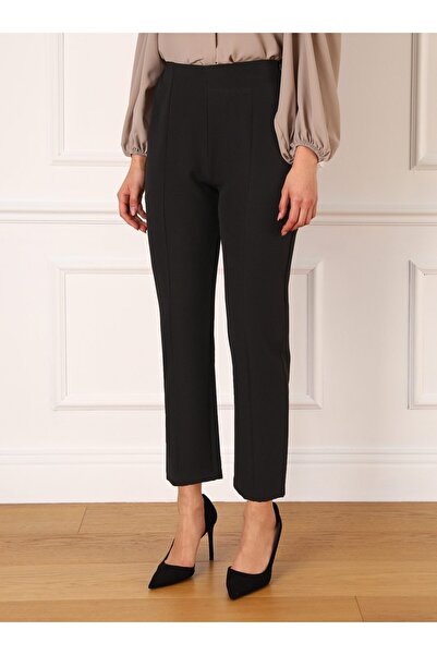 Refka Classic Trousers with Stitching Detail - Black - Refka