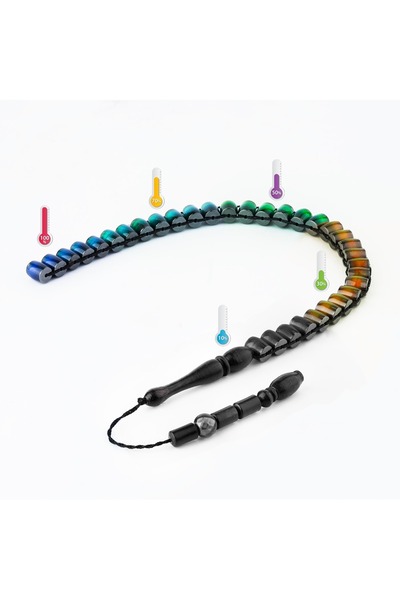 vevasilver His Taşı 33'lü 7-8mm Isı Ile Renk Değiştiren Sistem Modeli Bakalyet Imameli Tesbih