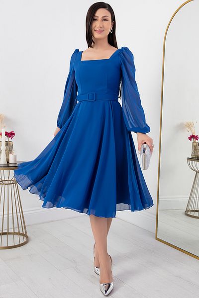 PULLIMM Square Collar Chiffon Dress Dns1302