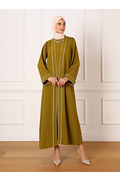 Refka Abaya & Dress Double Set - Oil Green