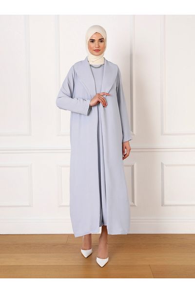 Refka Aerobin Collar Detailed Dress&Ferace Set - Sky Blue - Refka