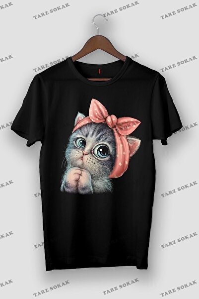 Tarzsokak Imprimeu cu pisică neagră drăguță pentru femei, supradimensionat