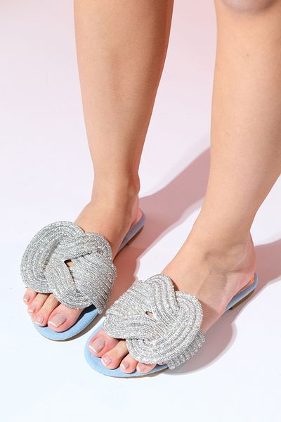 LuviShoes Papuci de damă OBRE Denim Blue Stone