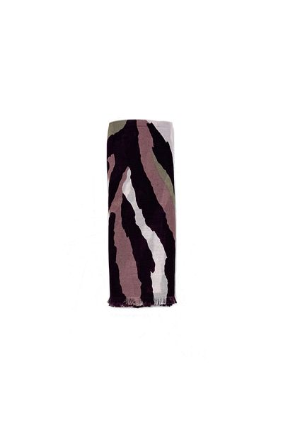 nazipek Fine Zebra Patterned Cotton Shawl 180x70 Cm