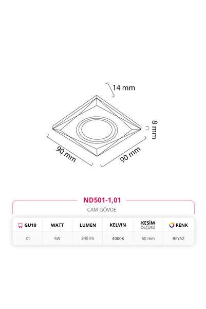 NEVO Sıva Altı Cam Spot 4000K Ilık Beyaz ND501-1