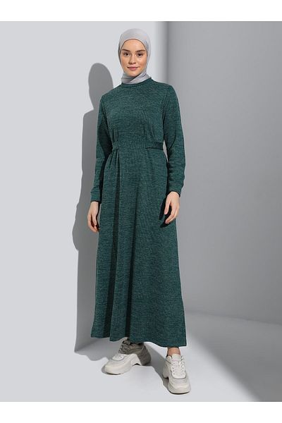 Benin Hijab-Kleid mit Taillenschnürung – Smaragdgrün – Benin