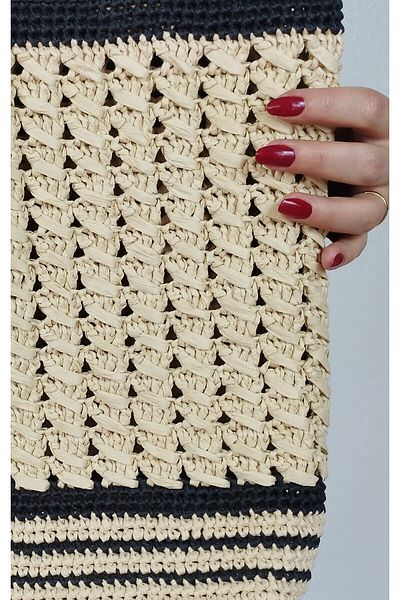 İLKCET MODA Women's Special Raffia Rope Shoulder Bag
