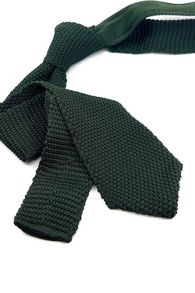 Kravatkolik Green Plain Triangle Knit Tie KNITTED 8318
