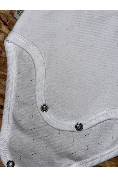 YEKA BEBE White Rope Strap Perforated Patterned Bodysuit 100% Cotton
