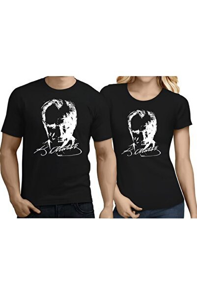 Unisex Siyah Atatürk Baskılı Tişört