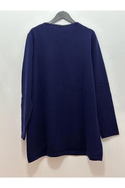 Desen Triko Μπλούζα με μακρυμάνικο κέντημα από καθαρό μαλλί με λαιμόκοψη σε σχήμα V