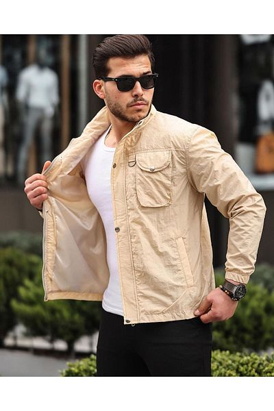 Clavi New Season Water and Windproof Fabric Seasonal Raincoat Jacket Cream