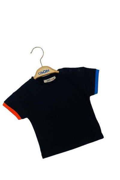 Çikoby Baby Boy Children's Cotton Sleeves Colorful Piping T-shirt