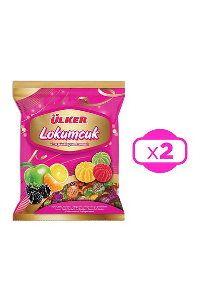 Ülker Turkish Delight with Soft Candy - Mixed Fruit, 350 Gr 2 Pack