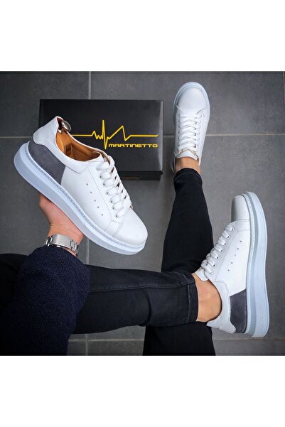 Martinetto HAKİKİ DERİ YENİ SEZON RAHAT BEYAZ SNEAKER GÜNLÜK ERKEK AYAKKABI ÇG190324
