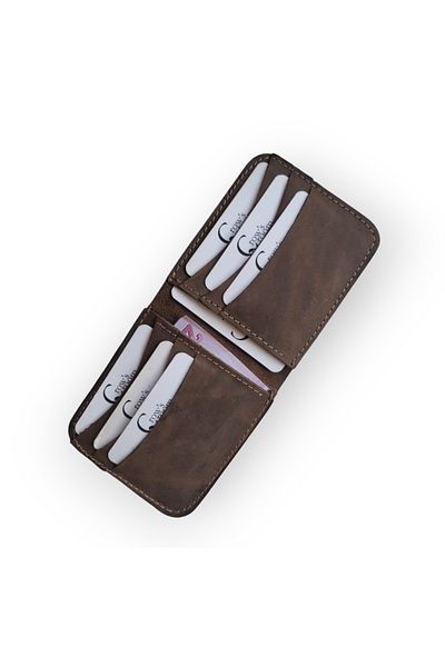Crow'sRoom Handmade Real leather classic wallet (brown)