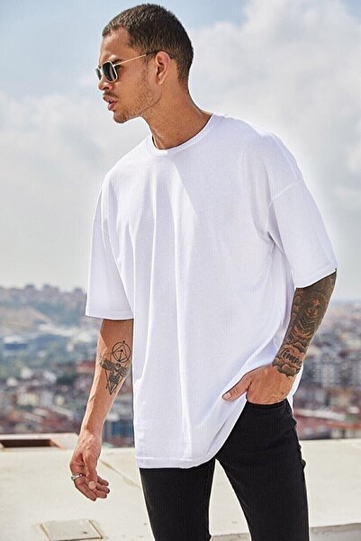 oneagılyazı Tricou unisex uni cu decolteu triplu Basic Oversize