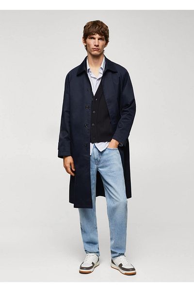 MANGO Man Entspannt geschnittener Baumwoll-Trenchcoat