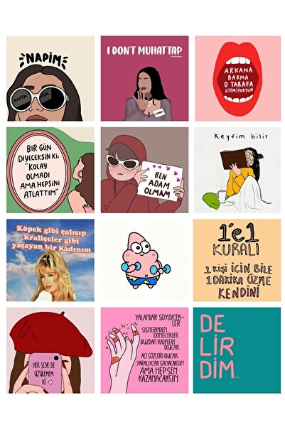 Goldesing 12 Adet Kare Sticker Etiket Seti Planlayıcı, Defter, Laptop, Telefo...