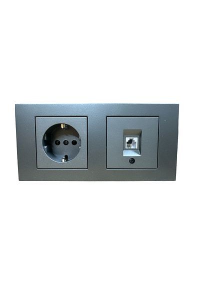 ga gözde aydınlatma OVİVO GRANO SMOKED SOIL SOCKET + NUMERIS + DOUBLE FRAME SET