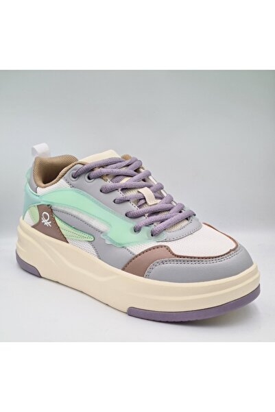 United Colors of Benetton Benetton 10000 Beyaz Lila Kadın Sneaker Spor Ayakkabı