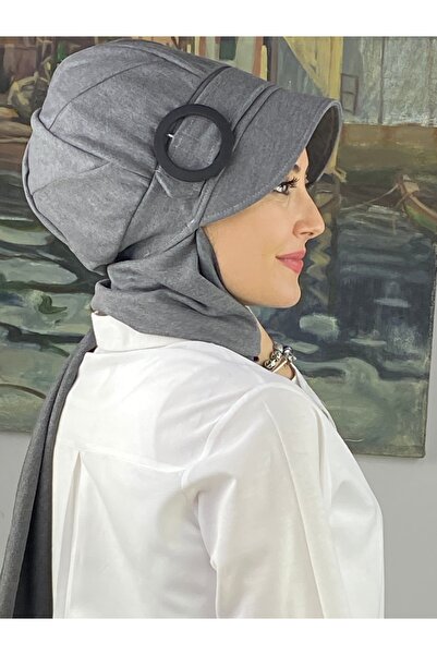 BUTİKAMBAR Tokalı Atkılı Tesettür Şapka Şal