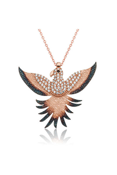 Gumush Gümüş Rose Zümrüdü Anka Kuşu Kolye