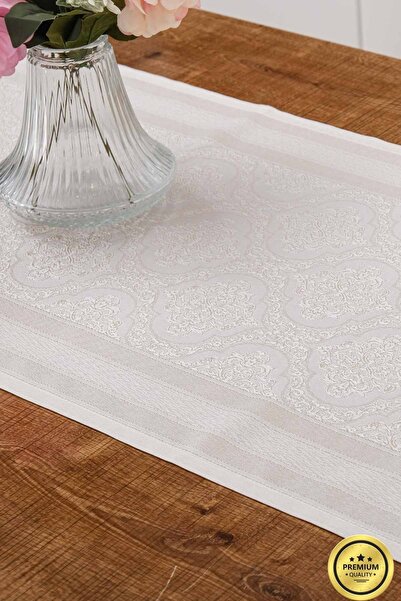 Finezza Roma žakard Poliester tkanina bež Stolni raner 45x150 cm - 1415