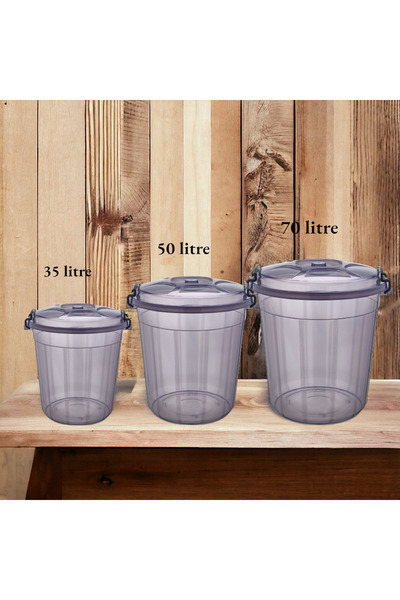 biedda Lockable Food / flour / Pulses Storage Bucket 35 /50 /70 Lt Triple Set