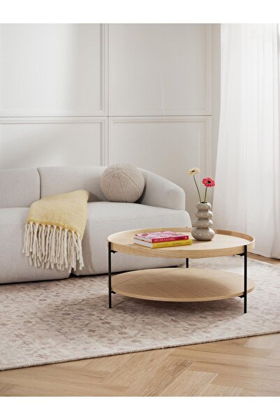 Eriza Home 1001 Yuvarlak Modern Orta Sehpa, Naturel