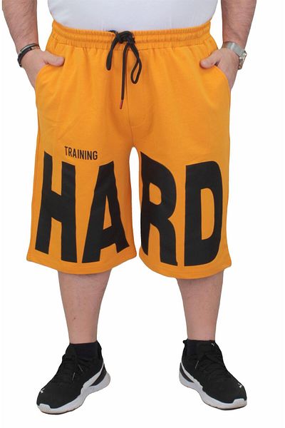 MocGrande Pantaloni scurți din bumbac pieptănat pentru bărbați de mărime mare - Hard 24631 MUSTARD