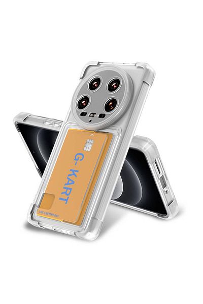 Nezih Case حافظة متوافقة مع هاتف Xiaomi Mi 14 Ultra مع غطاء بطاقة G بتصميم وسادة هوائية شفاف