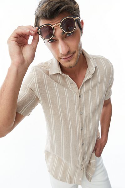 PAULMARK Linen Look Slim Fit Shirt