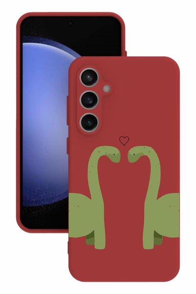BGAKSESUAR Samsung Galaxy S23 Fe Printed and Camera Protection Red Color Sili...