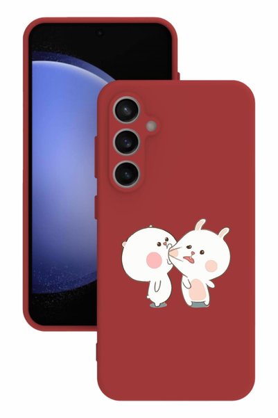 BGAKSESUAR Samsung Galaxy S23 Fe Printed and Camera Protection Red Color Sili...