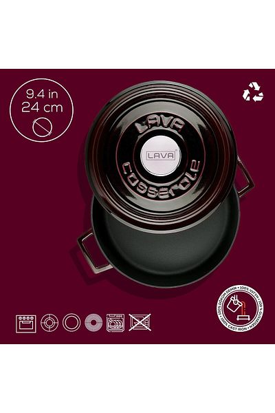 Lava 24cm Cast Pot - Multipurpose, Deep Purple