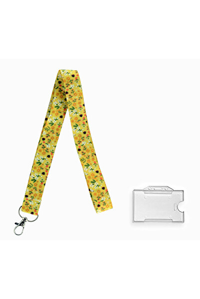 YİĞİTBAŞI Sarı Çiçek Desen Boyun Ipi Ve Telefon Askısı Okul ,hastane , Boyun ...
