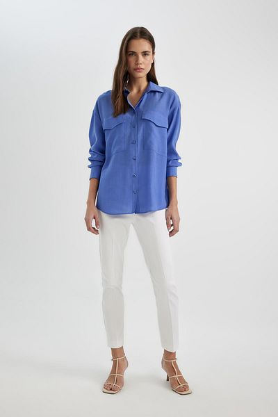 DeFacto Oversize Fit Pocket Detailed Crinkle Fabric Long Sleeve Shirt C3165ax24sp