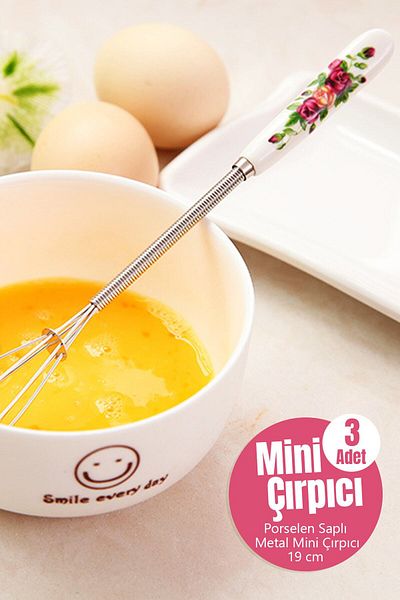 ACTIVEHOME Mini Milk Coffee Egg Beater Set with 3 Porcelain Handles