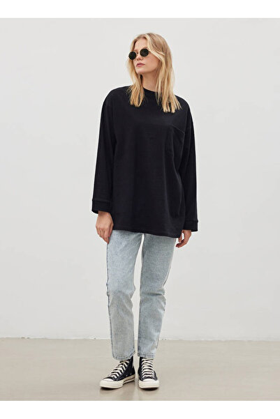 Lee Μαύρο γυναικείο μπλουζάκι με λαιμόκοψη L241623001-Μακρυμάνικο μπλουζάκι