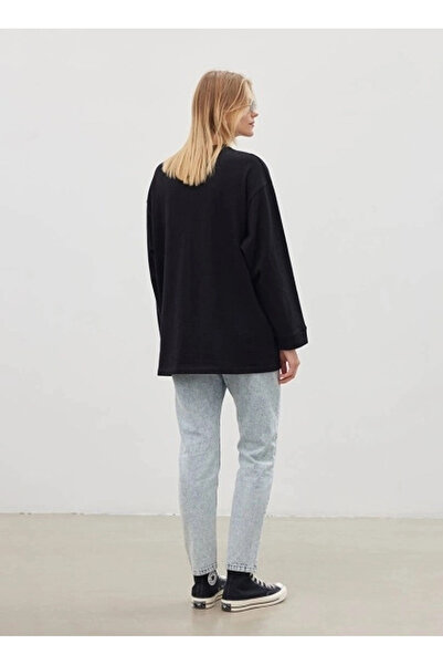 Lee Μαύρο γυναικείο μπλουζάκι με λαιμόκοψη L241623001-Μακρυμάνικο μπλουζάκι