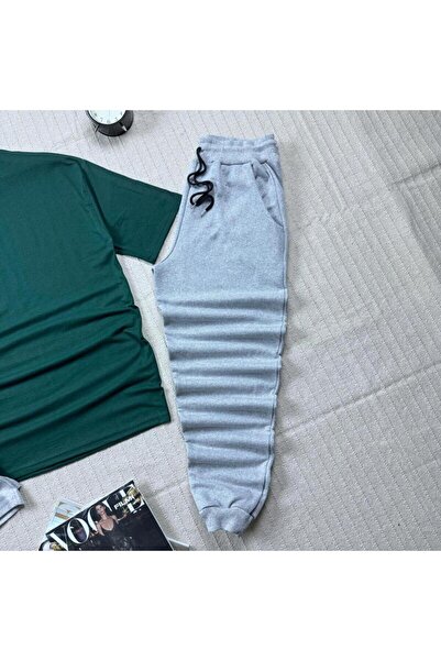 khufu Oversize NEFTİ Relaxed Cut T-shirt Γκρι σορτς αθλητική φόρμα 3 τεμαχίων Unisex