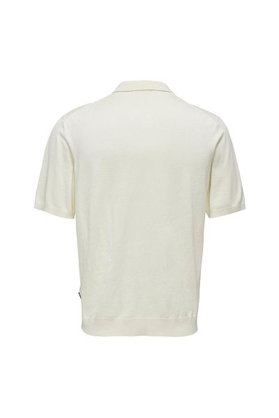 Only & Sons Απλό κρεμ ανδρικό μπλουζάκι πόλο ONSWYLER LIFE REG 14 SS ZIP POLO KN