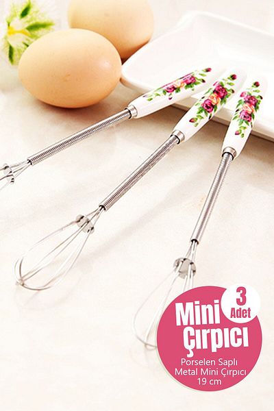 ACTIVEHOME Mini Milk Coffee Egg Beater Set with 3 Porcelain Handles